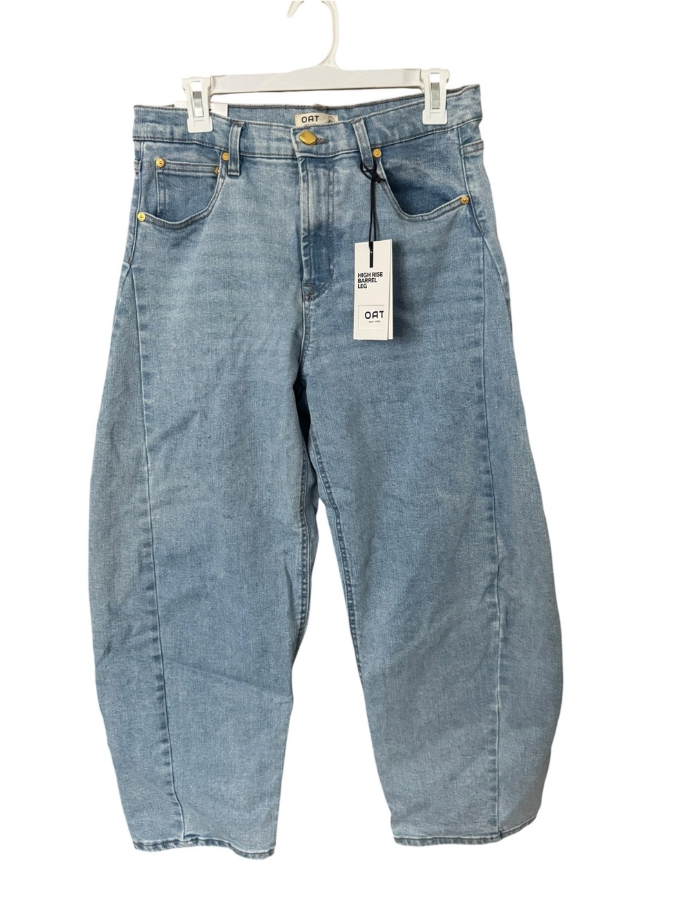 OAT Light Wash High Rise Barrel Jeans